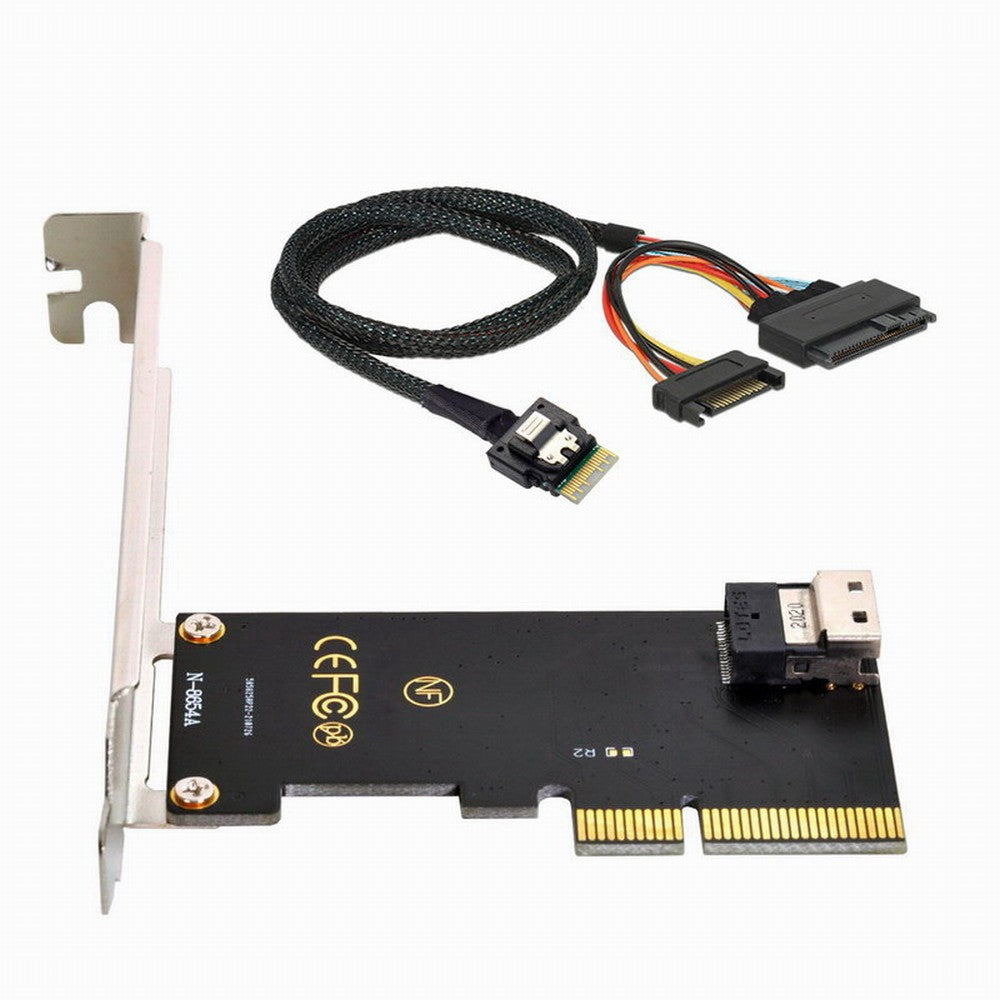 PCI-E 3.0 4.0 to SFF-8654 Slimline SAS Card Adapter and U.2 U2 SFF-8639 NVME PCIe SSD Cable for Mainboard SSD SF-025+104