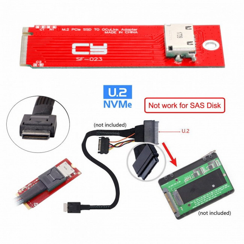 U.2 SFF-8639 Cable PCI-E 3.0 M.2 M-key to Oculink SFF-8612 SFF-8611 Host Adapter for PCIe Nvme SSD 2260 SF-017+023