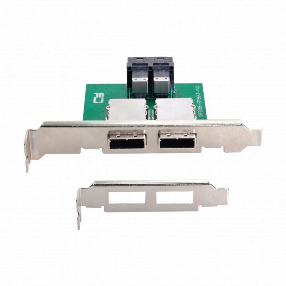 Dual Ports Mini SAS SFF-8088 To Internal SAS HD SFF-8643 PCBA Female Adapter With Low Profile Bracket SF-030