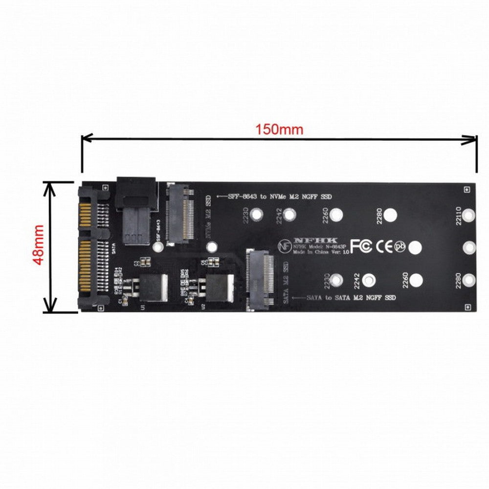 SFF-8643 to U2 Kit NGFF M-Key to HD Mini SAS NVME PCIe SSD SATA Adapter for Motherboard SF-033