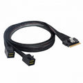 PCI-E Ultraport Slimline SAS Slim 4.0 SFF-8654 8i 74pin to Dual SFF-8643 4i Mini SAS HD Cable PCI-Express SF-010