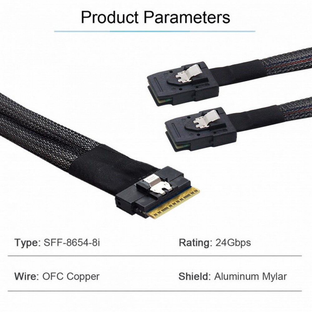 PCI-E Ultraport Slimline SAS Slim 4.0 SFF-8654 8i 74pin to Dual SFF-8087 Mini SAS Cable PCI-Express SF-029