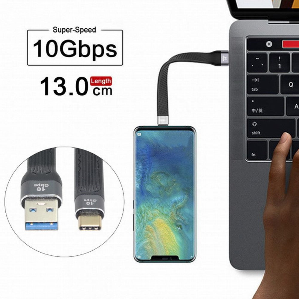 10Gbps USB 3.1 Type C Male to USB3.0 Type A Male Flat Slim FPC Data Cable 13cm for Laptop Phone UC-036-0.13M