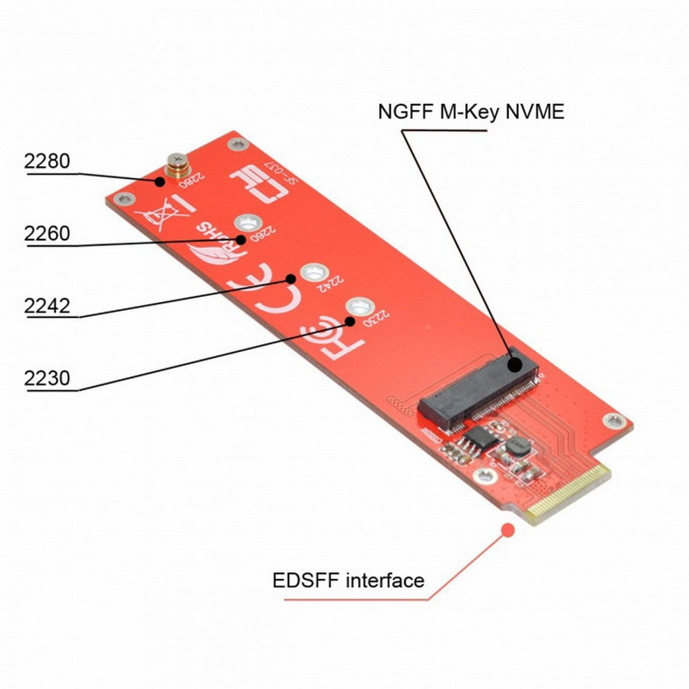 NVMe NGFF M-key 4X Host Adapter to Ruler 1U GEN-Z EDSFF Short SSD E1.S Carrier Adapter SF-037