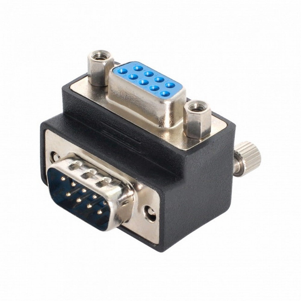 Up Angled 90 Degree RS232 D-Sub 9Pin Male Screw Type to Female Nut Type Extension Adapter DB-001-UP