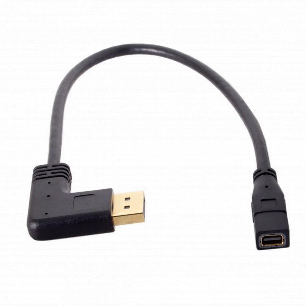 Left Angled DP DisplayPort 90 Degree to Mini DP DisplayPort Female Cable for Displays Monitors DP-048-LE
