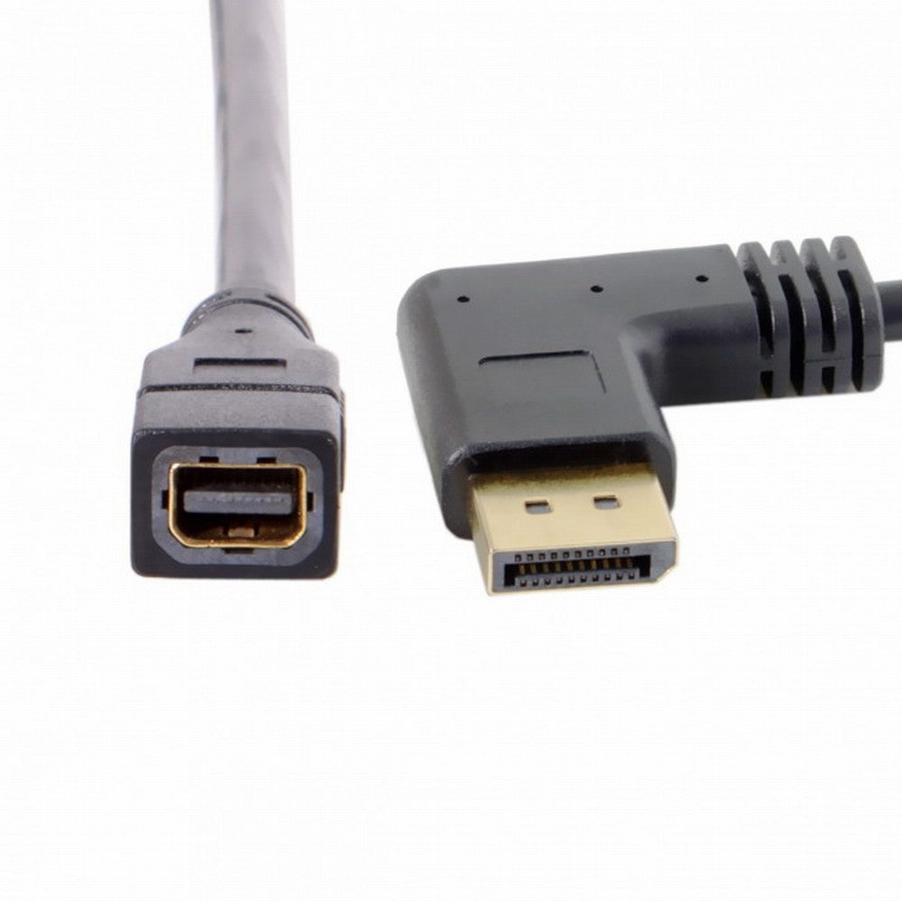 Left Angled DP DisplayPort 90 Degree to Mini DP DisplayPort Female Cable for Displays Monitors DP-048-LE