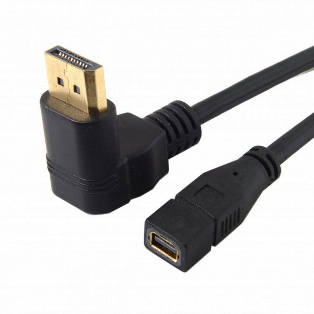 Up Angled DP DisplayPort 90 Degree to Mini DP DisplayPort Female Cable for Displays Monitors DP-048-UP