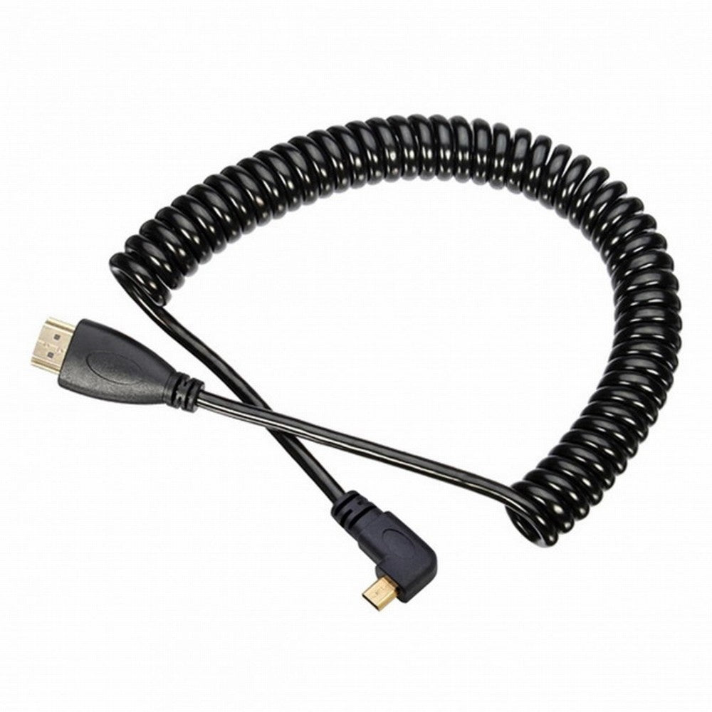 Stretch Left Angled 90 Degree Micro HDMI to HDMI Male HDTV Cable 4K for Cell Phone Tablet Camera HD-110-LE