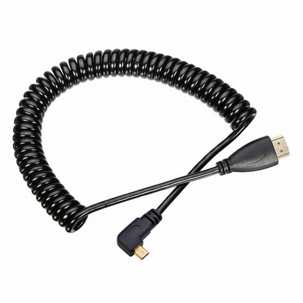 Stretch Right Angled 90 Degree Micro HDMI to HDMI Male HDTV Cable for Cell Phone Tablet Camera HD-110-RI