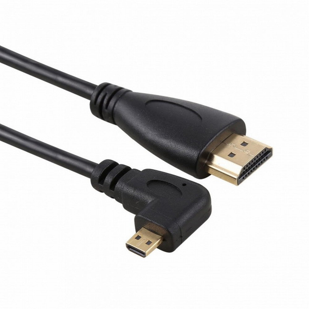 Stretch Right Angled 90 Degree Micro HDMI to HDMI Male HDTV Cable for Cell Phone Tablet Camera HD-110-RI