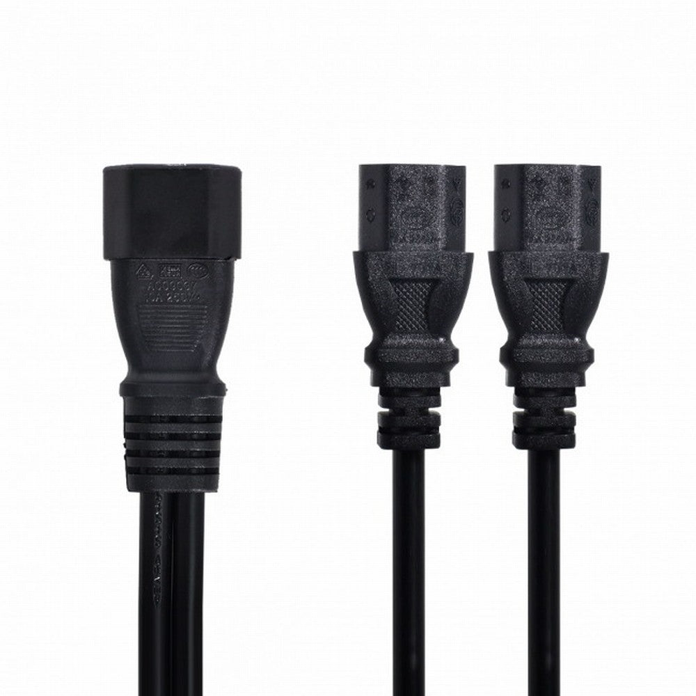 Single C14 to Dual C13 5-13R Short Power Y Type Splitter Adapter Cable Cord PW-037