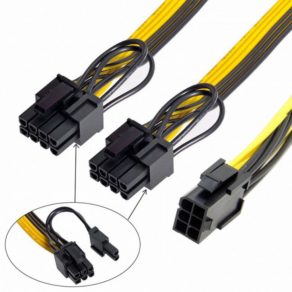 PCI-E PCI Express ATX 6Pin Male to Dual 8Pin 6Pin Female Video Card Extension Splitter Power Cable PW-028