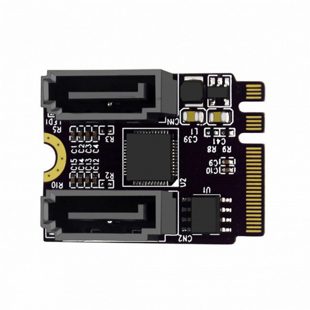 NGFF Key A+E PCI Express to SATA 3.0 6Gbps Dual Ports Adapter Converter Hard Drive Extension Card JMB582 2230 SA-034