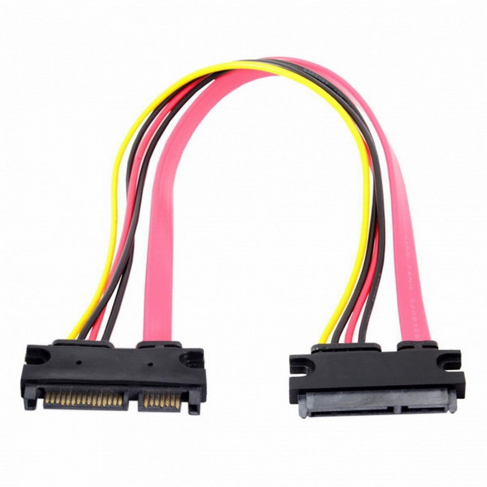 SATA III 3.0 7+15 22 Pin SATA Male to Female Data Power Extension Cable 30cm Red Color SA-065-BK