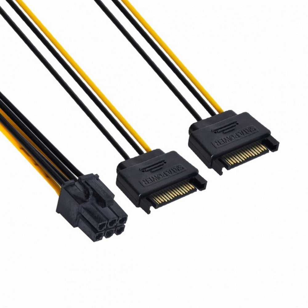 Dual two SATA 15 Pin Male M to PCI-e Express Card 6 Pin Female Graphics Video Card Power Cable 15cm SA-117