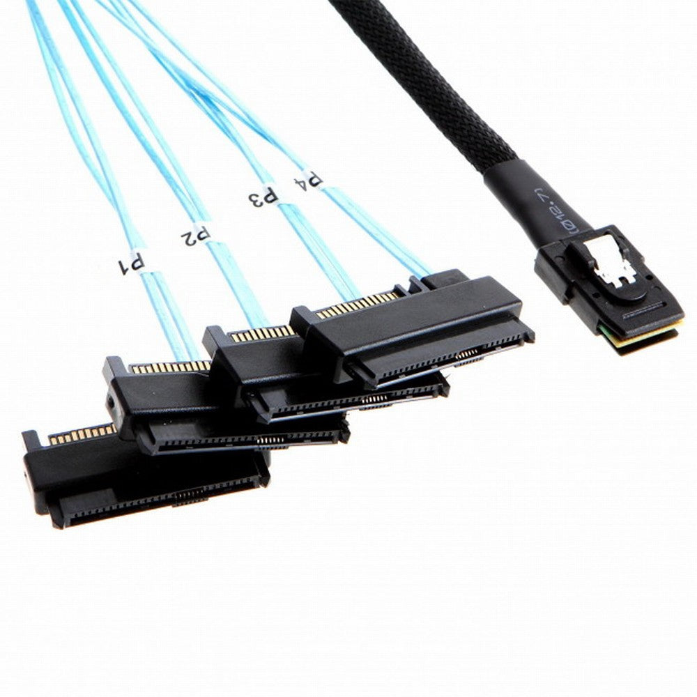 Internal 36 Pin Mini SAS SFF-8087 Host to 4 SFF-8482 Target SAS Hard Disk and SATA Power Cable 100cm SF-091-1.0M