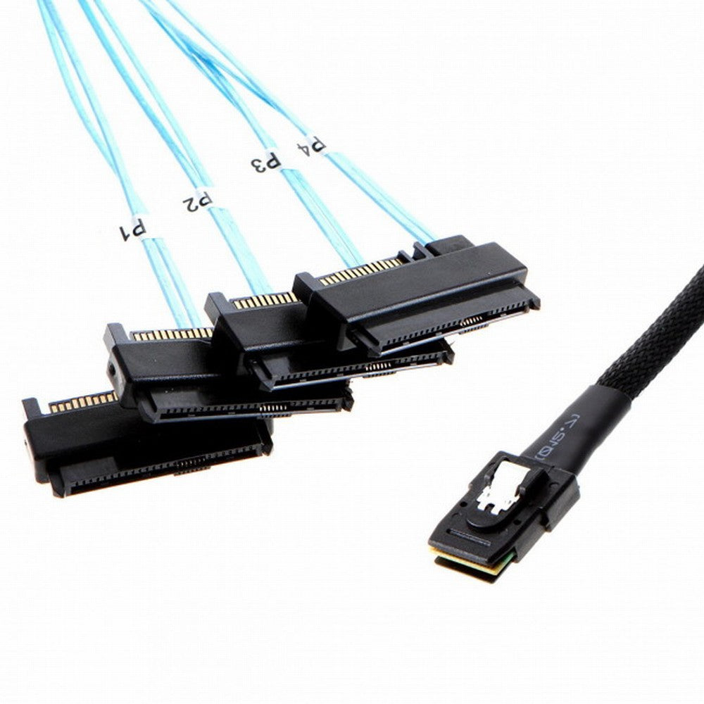 Internal 36 Pin Mini SAS SFF-8087 Host to 4 SFF-8482 Target SAS Hard Disk and SATA Power Cable 100cm SF-091-1.0M