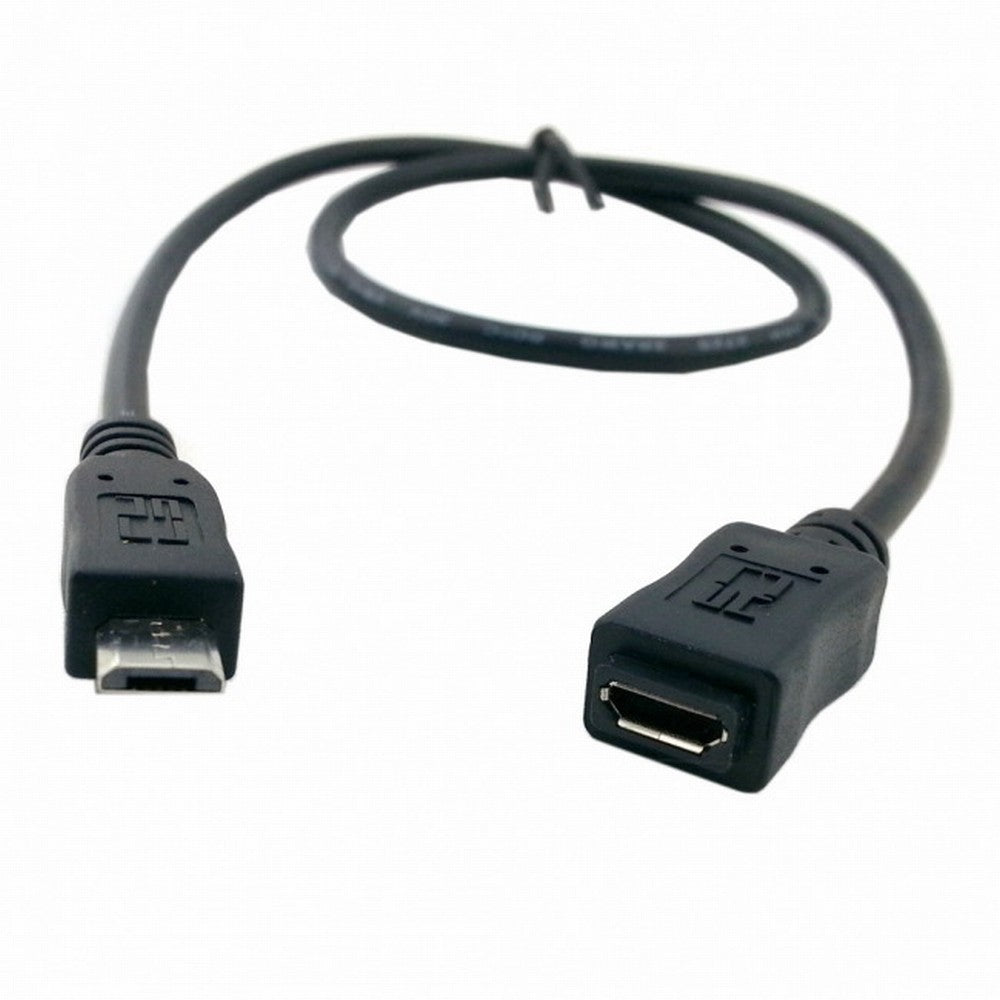 50cm Full Pin Connected Micro USB 2.0 type 5Pin Male to Female Cable for Tablet Phone MHL OTG Extension U2-096-BK-0.5M