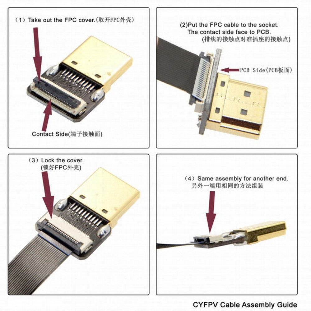 CYFPVHDMI HDMI Type A Male Connector Right Angled 90 Degree for FPV HDTV Multicopter Aerial Photography CN-018-RI