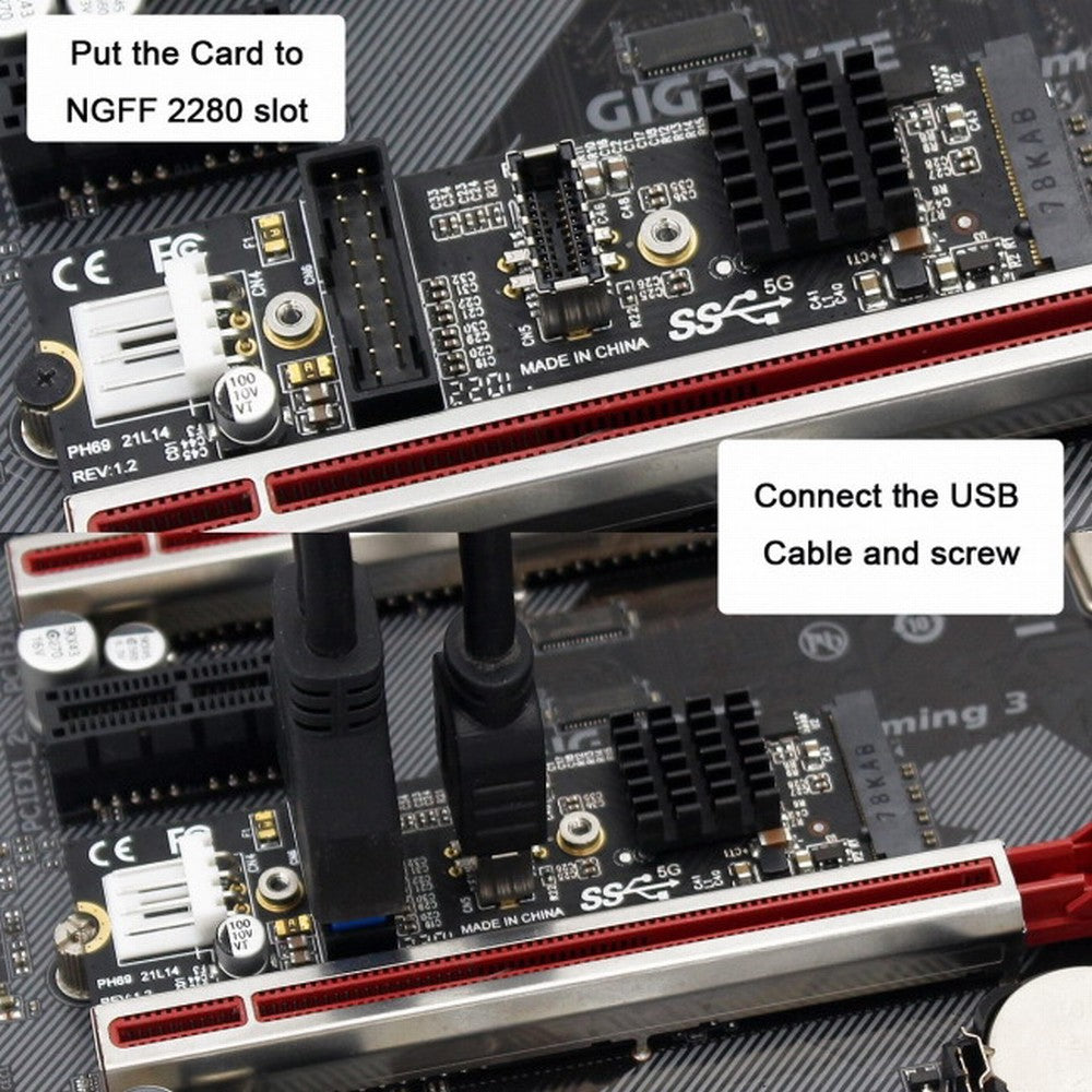 5Gbps Type-E USB 3.1 Front Panel Socket USB 2.0 to NVME NGFF M-Key Express Card Adapter for Motherboard EP-018