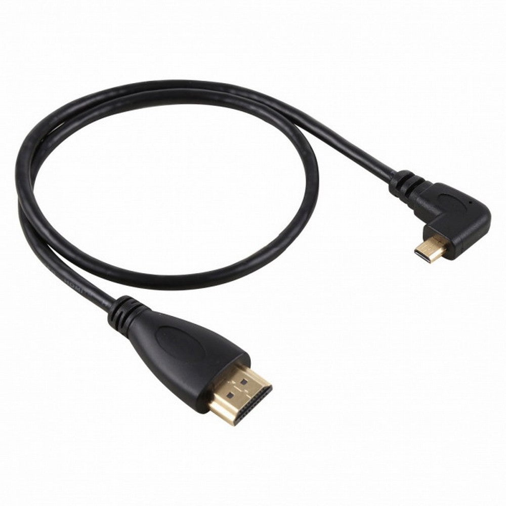 Left Angled 90 Degree Micro HDMI to HDMI Male HDTV Cable for Cell Phone Tablet Camera HD-066-LE