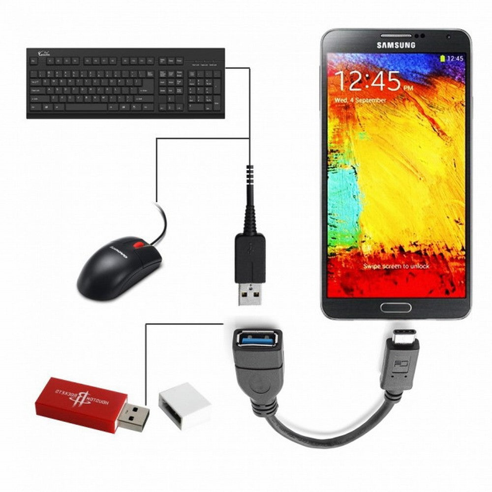 Reversible Design USB 3.0 3.1 Type C Male Connector to A Female OTG Data Cable for Tablet Mobile Phone UC-200-BK