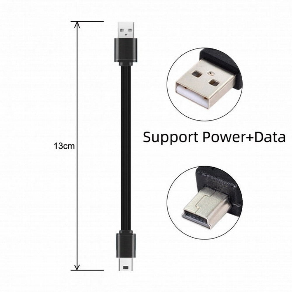 13cm USB 2.0 Type-A Male to Mini 5Pin USB Male Data Flat Slim FPC Cable for FPV Disk Phone U2-042-BK-0.13M