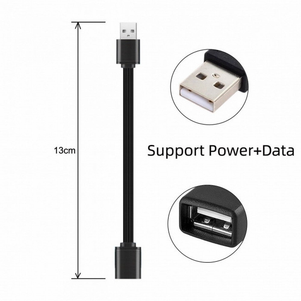 13cm USB 2.0 Type-A Male to Type-A Male Female Data Flat Slim FPC Cable for FPV Disk Phone U2-047-BK-0.13M