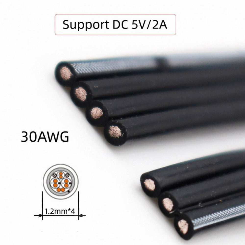 13cm USB 2.0 Type-A Male to USB-C Type-C Up Down Angled 90 Degree Data Flat Slim FPC Cable for FPV Disk Phone UC-096-UP-0.13M