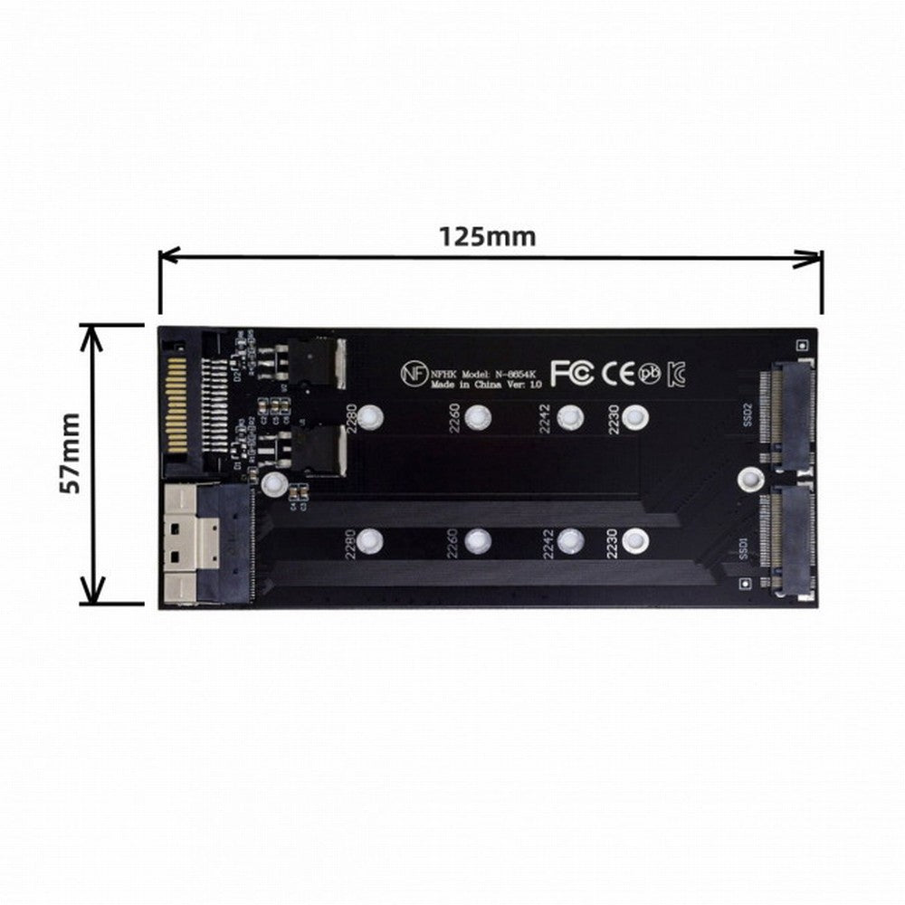 Dual 2X NVME M.2 AHCI to PCIE Express 3.0 4.0 Slimline SFF-8654 8X Raid Card VROC Raid0 Hyper Adapter SA-014