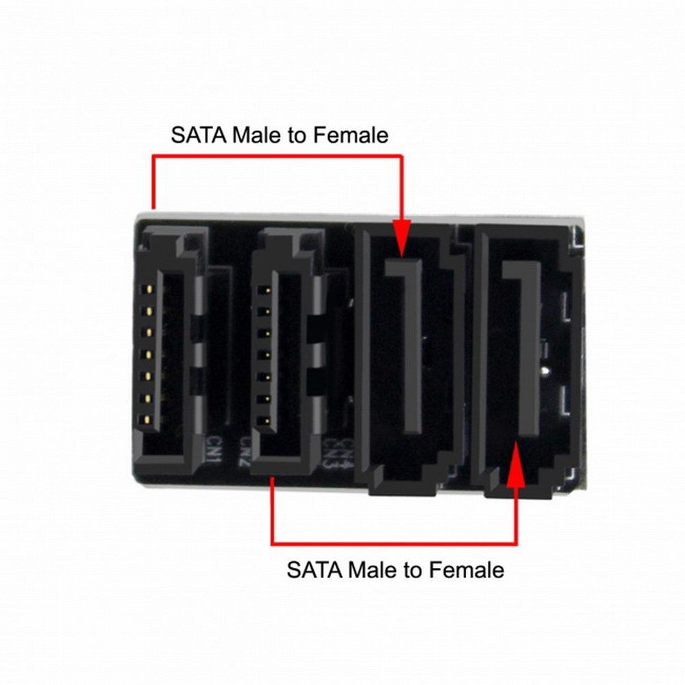 Dual SATA 7Pin Female to 7Pin Male 360 Degree Angled Adapter Low Profile for Desktops SSD HDD Mainboard Motherboard SA-041