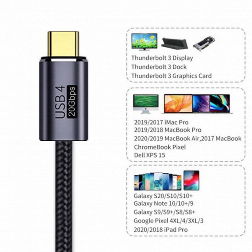 Angled USB4 Cable 20Gbps with 100W Charging and 8K 5K@60Hz USB4.0 Compatible with Thunderbolt3/4 CC-UC-033-RI