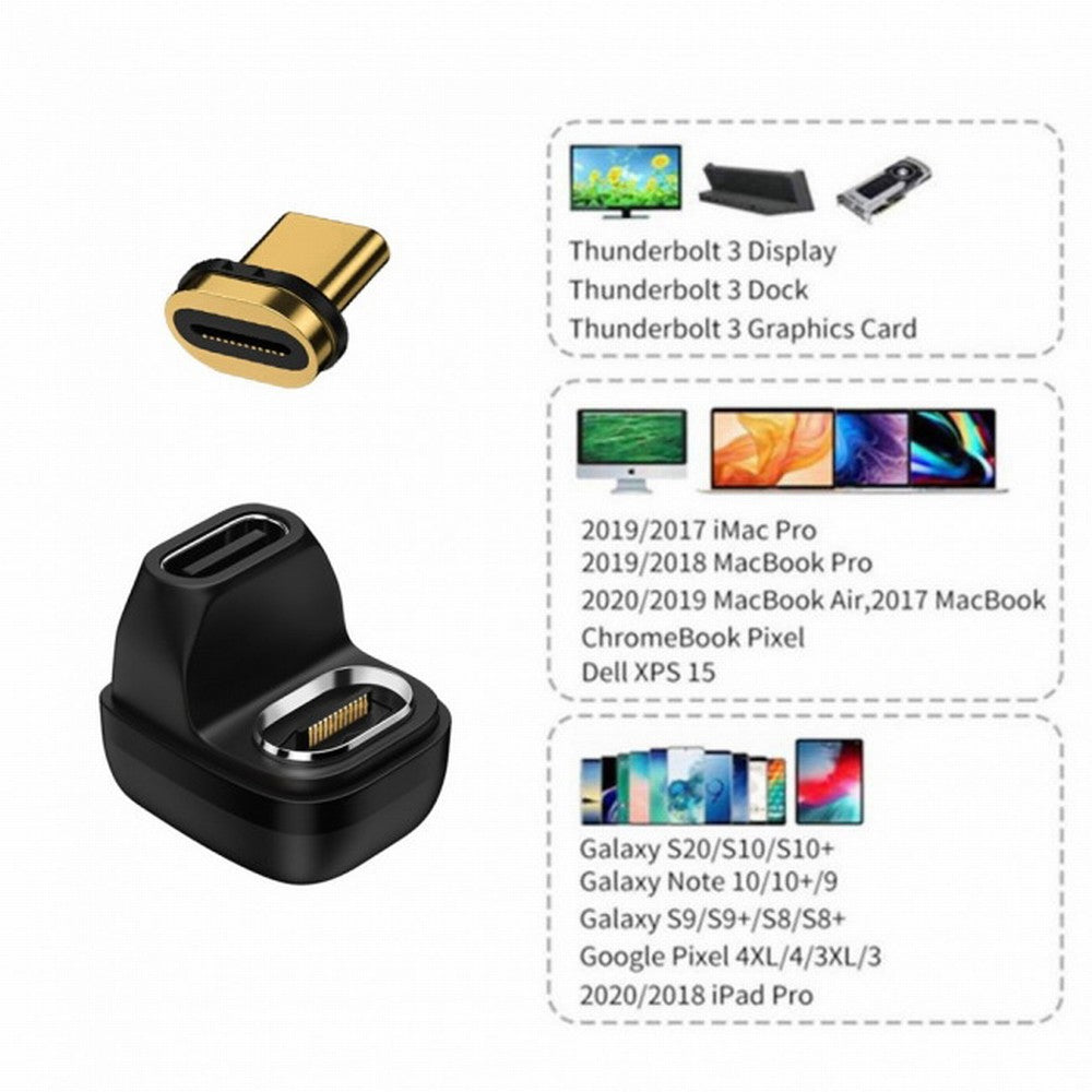 Magnetic Connector 40Gbps USB4 Type C Male to Female Opposite U Shape Back Angled 100W Power Data 8K Video Adapter for Laptop Phone UC-028-OS