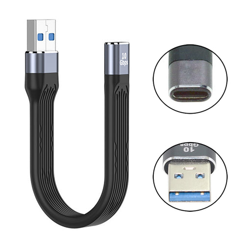 10Gbps USB 3.1 Type C Female to USB3.0 Type A Male Flat Slim FPC Data Cable 13cm for Laptop Phone UC-113-0.13M