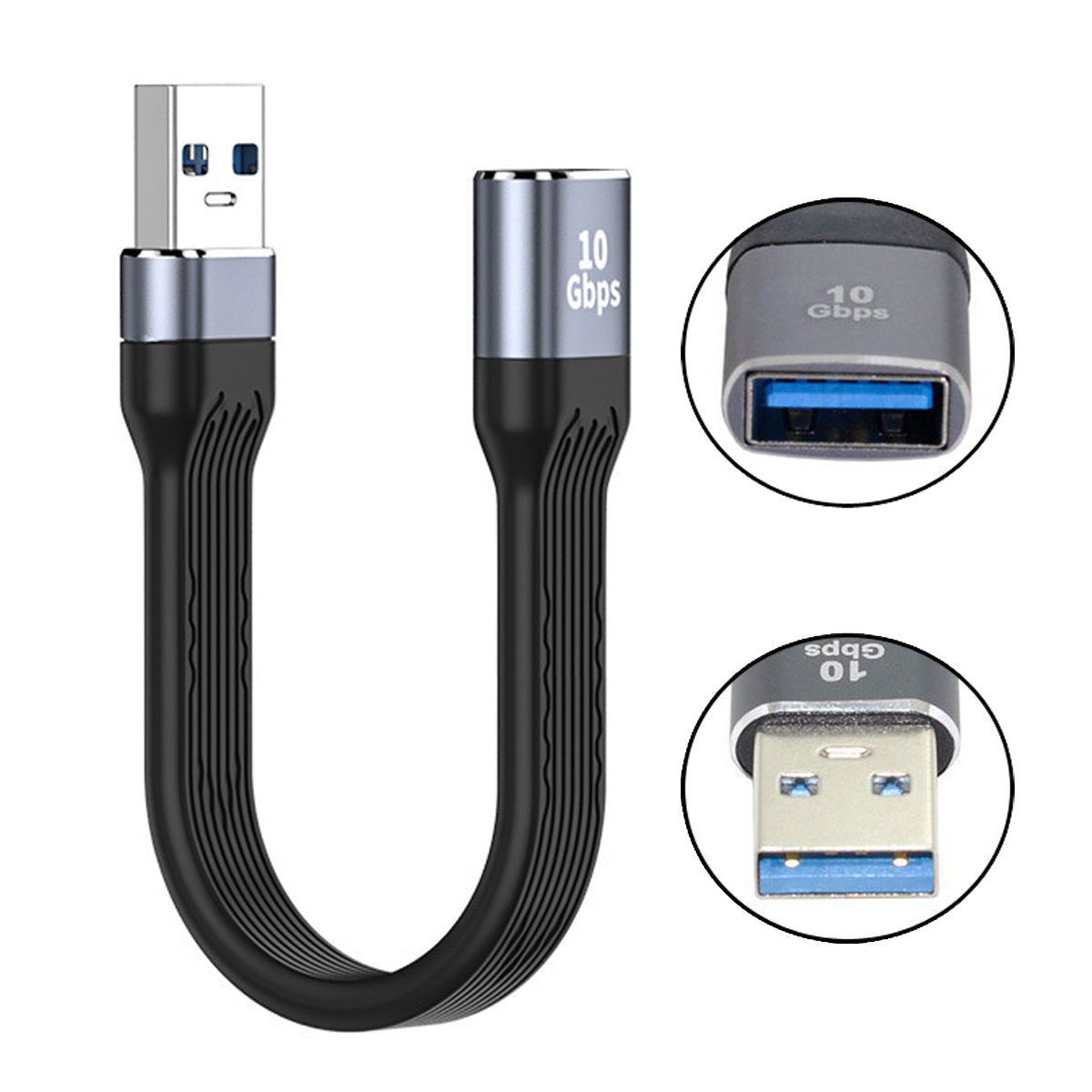 10Gbps USB 3.1 Type A Female to USB3.0 Type A Male Extension Flat Slim FPC Data Cable 13cm for Laptop Desktop U3-004-0.13M