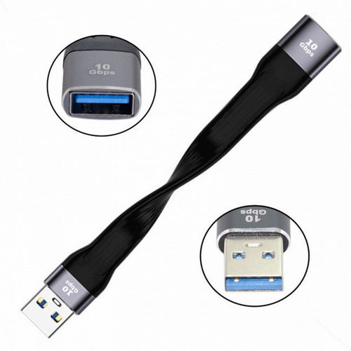 10Gbps USB 3.1 Type A Female to USB3.0 Type A Male Extension Flat Slim FPC Data Cable 13cm for Laptop Desktop U3-004-0.13M