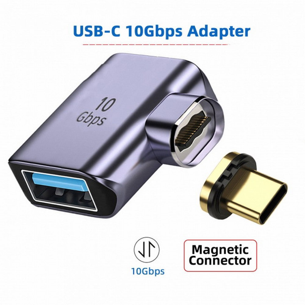 Magnetic Connector 10Gbps Type C Male to USB3.0 Female 90 Degree Left Right Angled OTG Data Adapter for Laptop Phone UC-028-AFR