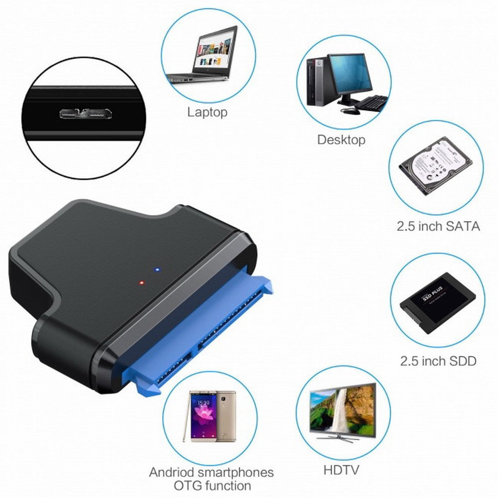 5Gbps Micro USB 3.0 to SATA 22Pin 7+15 Enclosure Adapter for 2.5" Hard Disk Drive SSD HDD Mass Storage Class U3-023