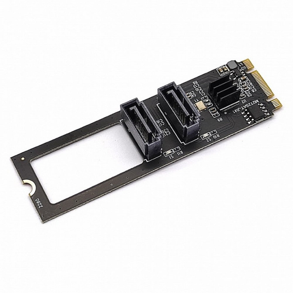NGFF Key B+M PCI Express to SATA 3.0 6Gbps Dual Ports Vertical Adapter Converter Hard Drive Extension Card JMB582 2280 SA-042