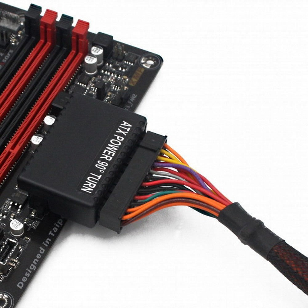 Overmold ATX 24Pin Female to 24pin Male 90 Degree Power Adapter Mainboard Motherboard for Desktops PC Supply PW-017