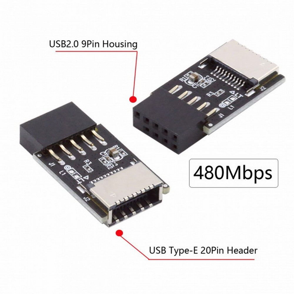 USB 3.1 Front Panel Socket Key-A Type-E to USB 2.0 9Pin 10Pin Mainboard Header Male Extension Adapter UC-095