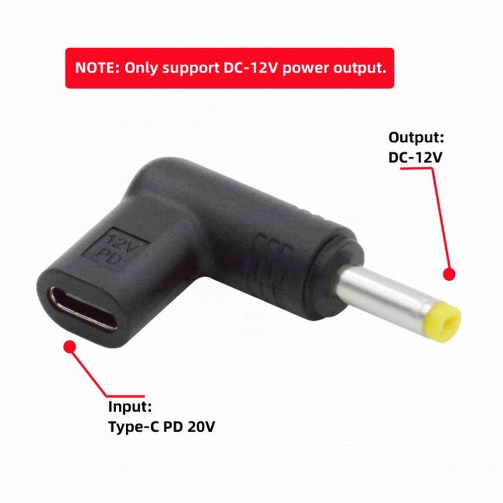 USB 3.1 Type C USB-C Female to DC 12V 4.0x1.7mm Plug Adapter PD Emulator Trigger 90 Degree Angled UC-090-4017MM