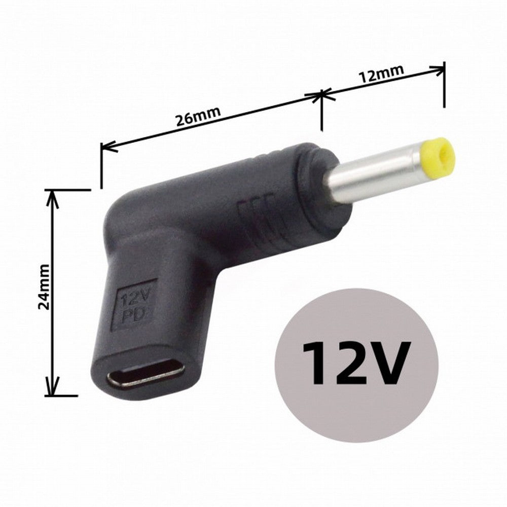 USB 3.1 Type C USB-C Female to DC 12V 4.8x1.7mm Plug Adapter PD Emulator Trigger 90 Degree Angled UC-090-4817MM