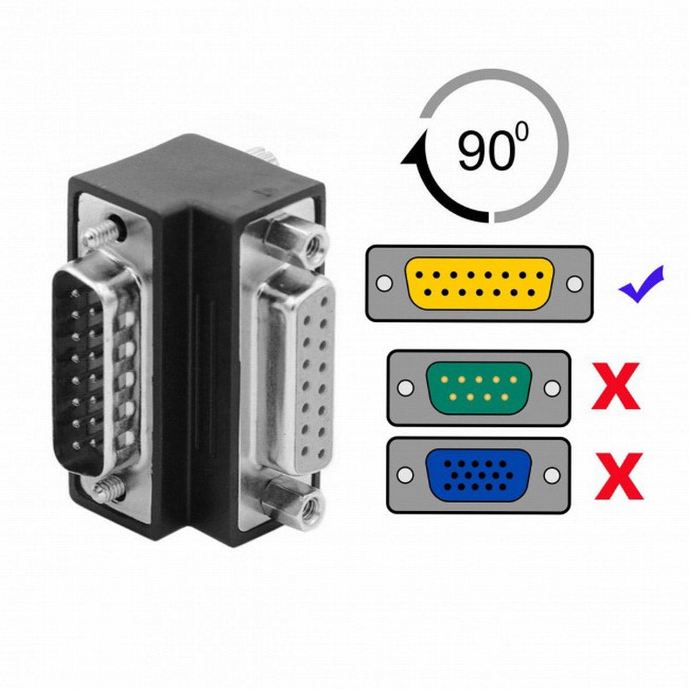 Down 90 Degree Angled DSUB D-subminiature 15pin Male to Female Extension Adapter DB Connector DB-003-DN