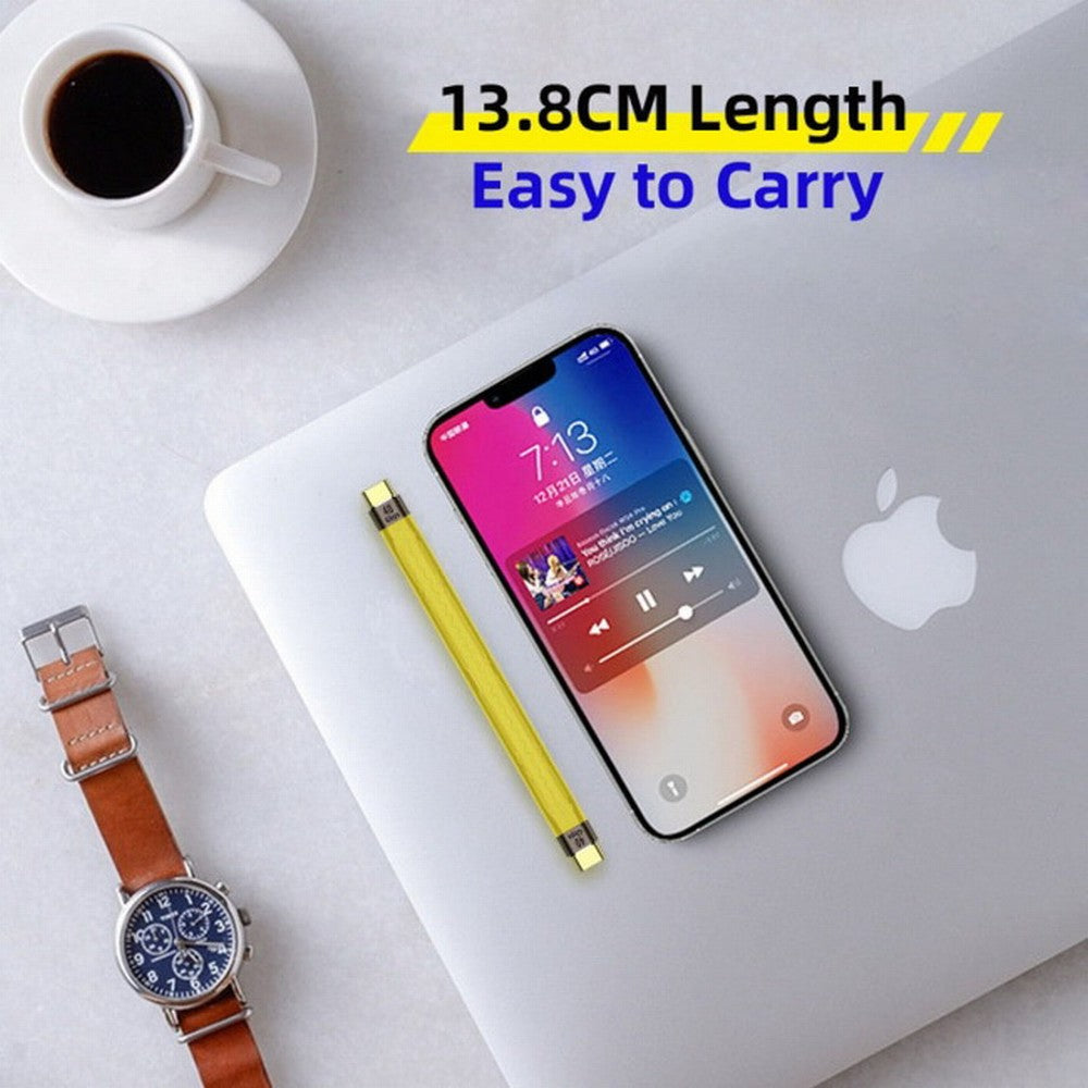 Yellow Type-C USB-C Male to Male USB4 40Gbps 100W 8K Flat Slim FPC Data Cable for Laptop Phone 13cm UC-002-0.13Y
