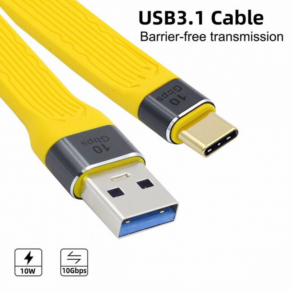 Yellow 10Gbps USB 3.1 Type C Male to USB3.0 Type A Male Flat Slim FPC Data Cable for Laptop Phone UC-036-0.13Y