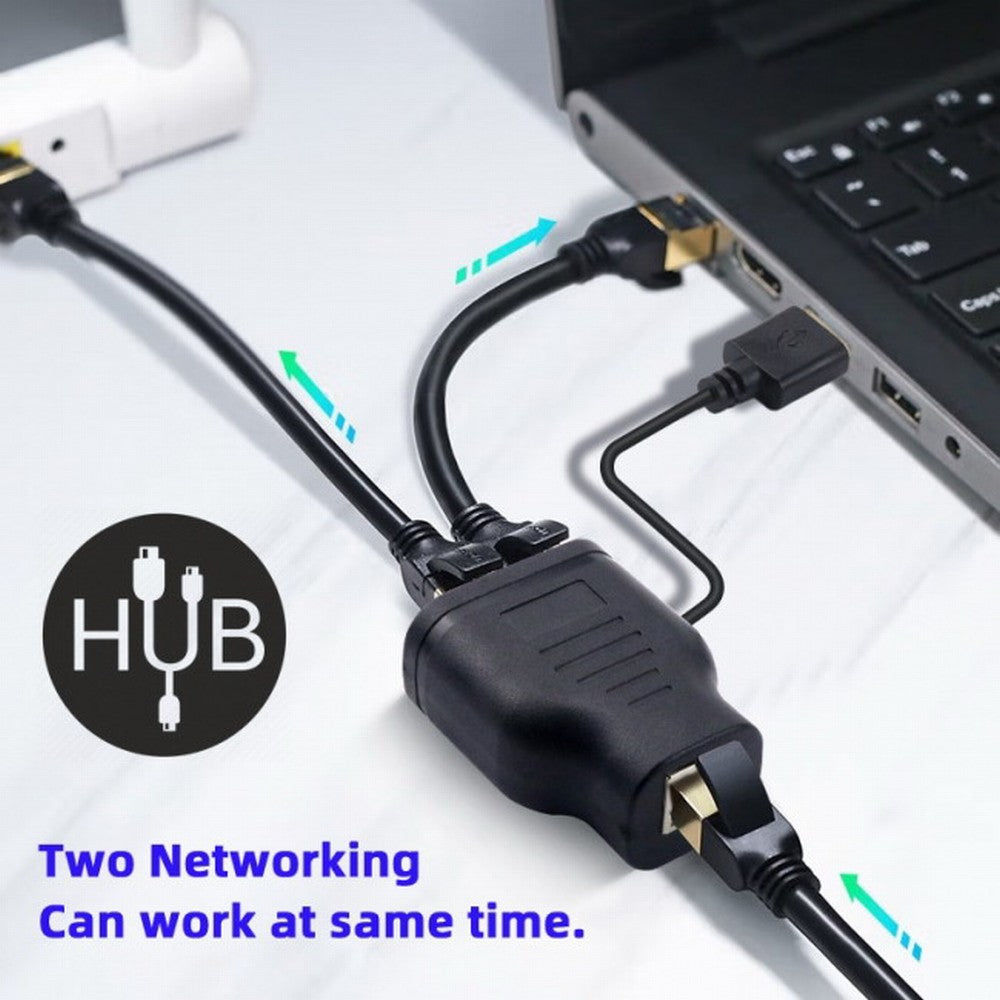 100Mbps STP UTP RJ45 8P8C Plug To Dual RJ45 HUB Splitter Network Ethernet Switcher Adapter UT-015