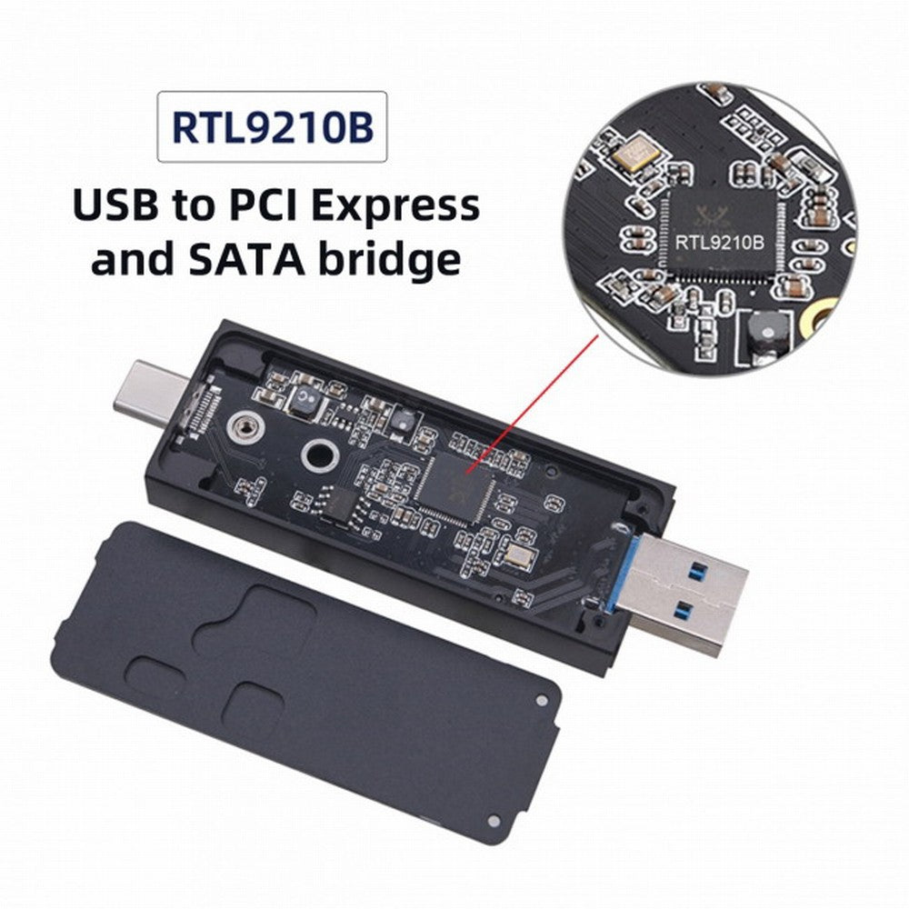 Combo Type-C USB3.0 to NVME M-key M.2 NGFF SATA SSD PCBA Case 2230/2242mm Adapter RTL9210B Chipset UC-057-2242MM