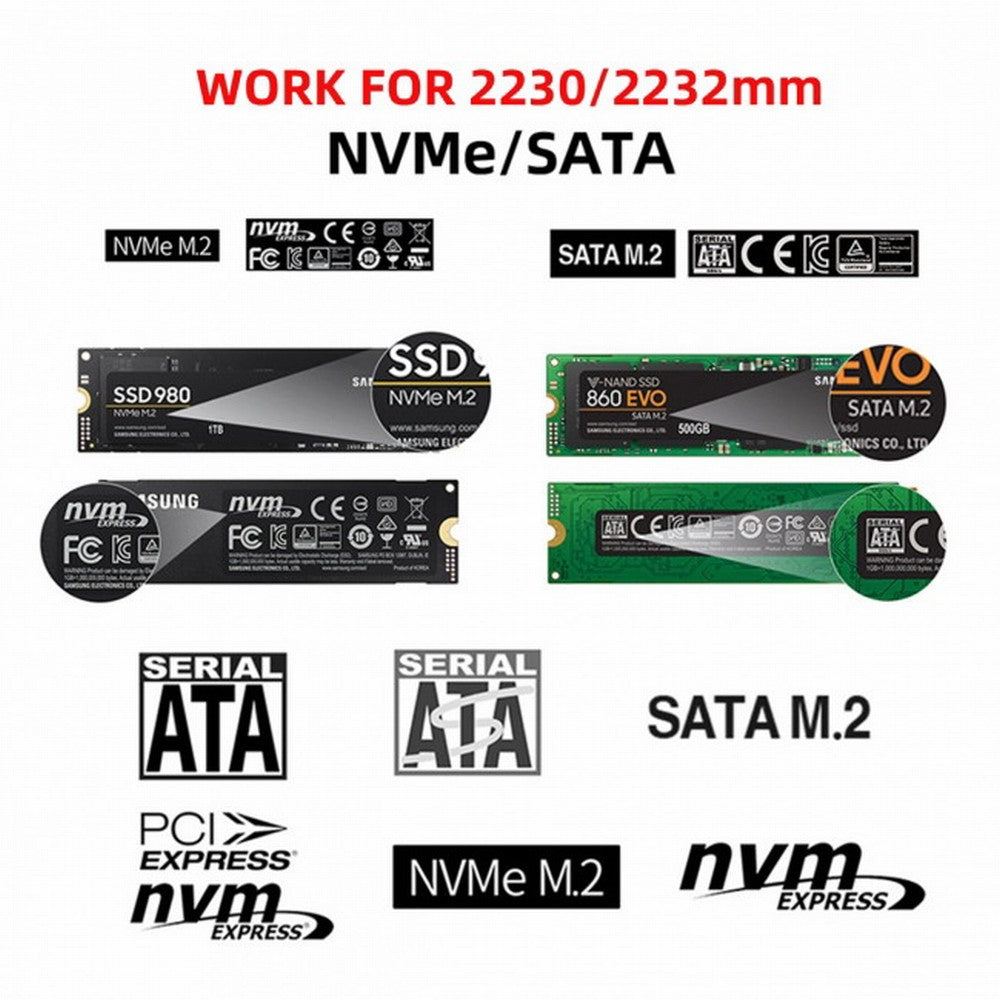 Combo Type-C USB3.0 to NVME M-key M.2 NGFF SATA SSD PCBA Case 2230/2242mm Adapter RTL9210B Chipset UC-057-2242MM